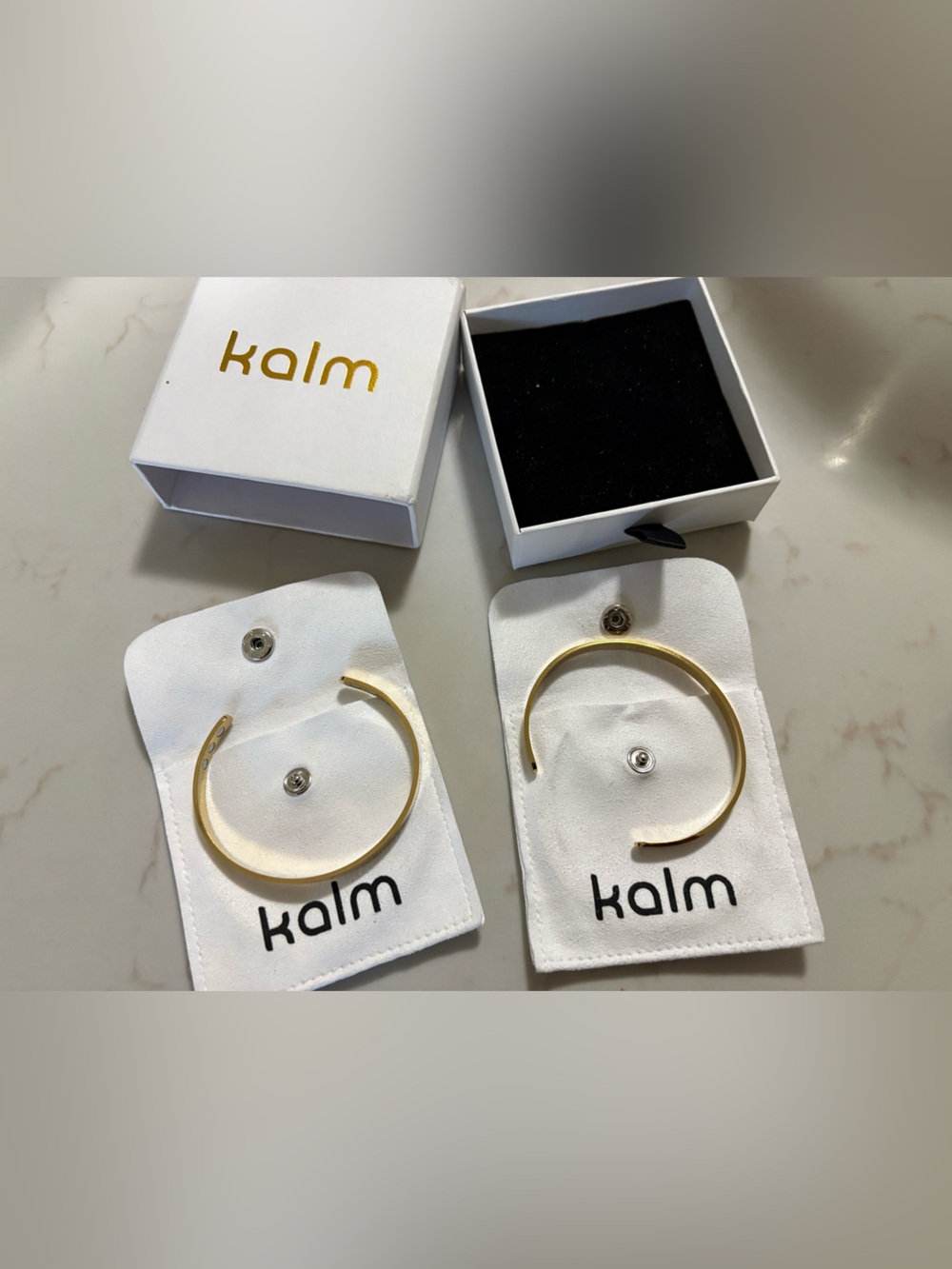 Kalm Gold Tone Open Cuff bracelet - Pair